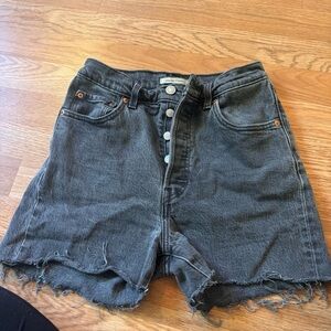 Levi’s Ribcage Straight Black Denim Shorts